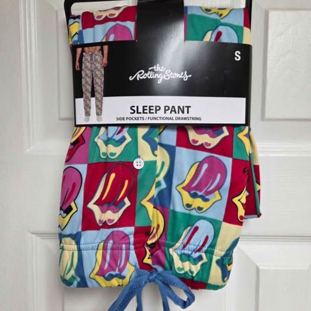 The Rolling Stones sleep pants Small with side pockets drawstring and button fly